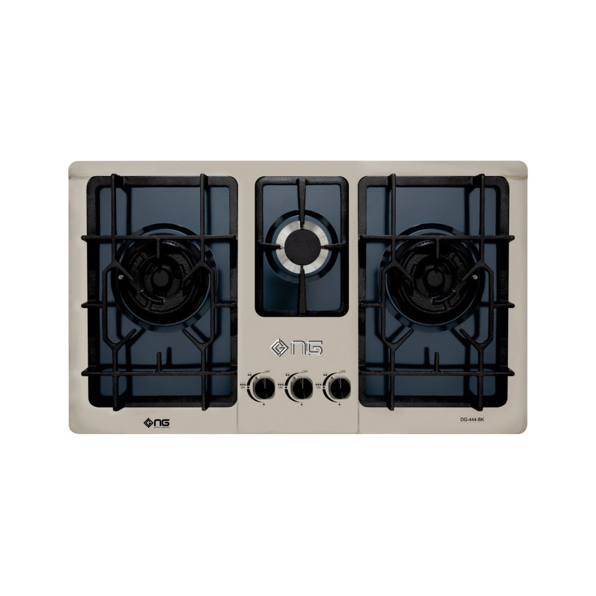 Nasgas DG-444 BK Built-in Hob 3 Burner Gas Stove with Stainless Steel Finish