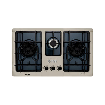 Nasgas DG-444 BK Built-in Hob 3 Burner Gas Stove with Stainless Steel Finish