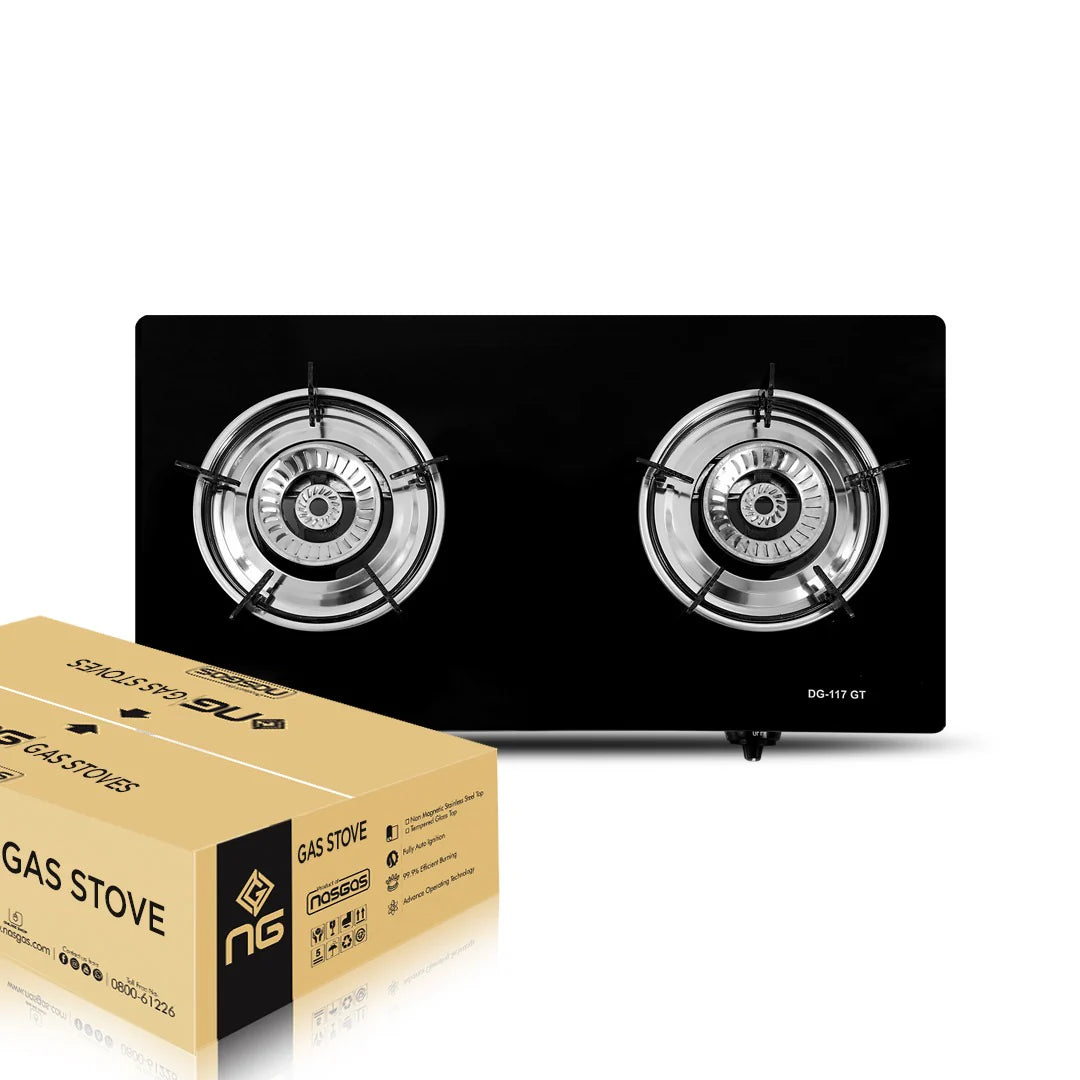 NasGas DG-117 GT 2 Burner Auto Ignition Temperd Glass Gas Stove
