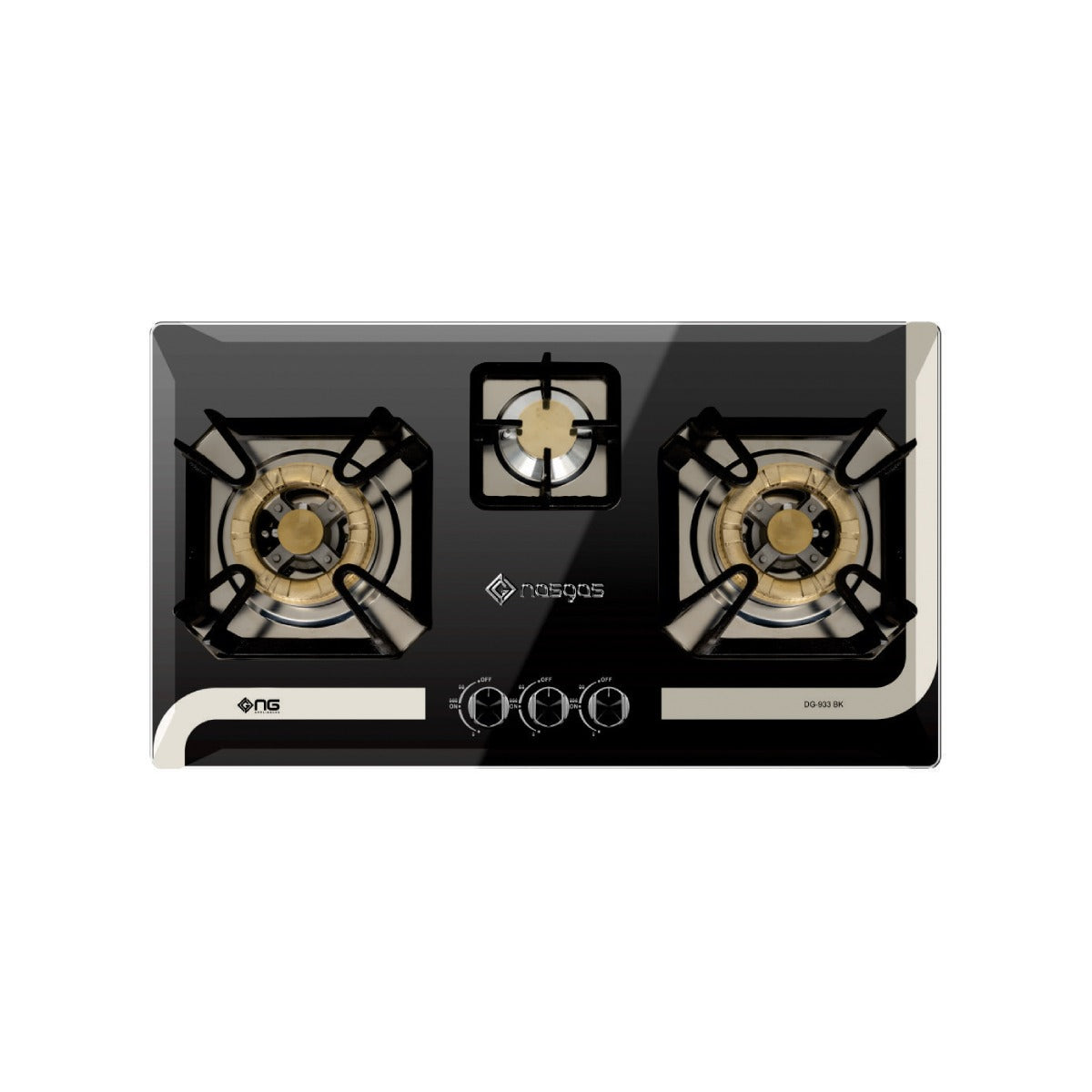 NasGas DG-933 BK Built-In-Hob -3 Super Prime Burners Stainless Steel Gas Stove With Auto Agnition