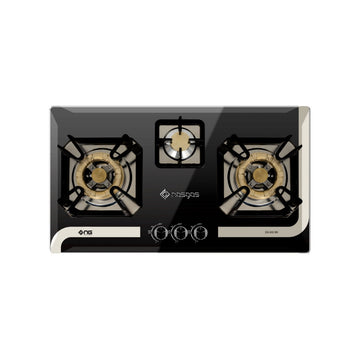 NasGas DG-933 BK Built-In-Hob -3 Super Prime Burners Stainless Steel Gas Stove With Auto Agnition