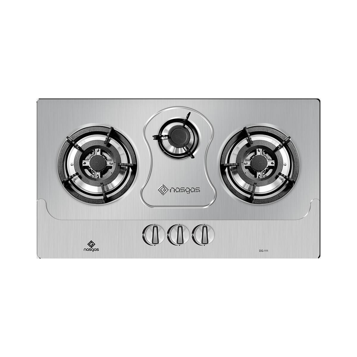 Nasgas DG-111 REG Built-in Hob 3 Burner Gas Stove with Stainless Steel Finish