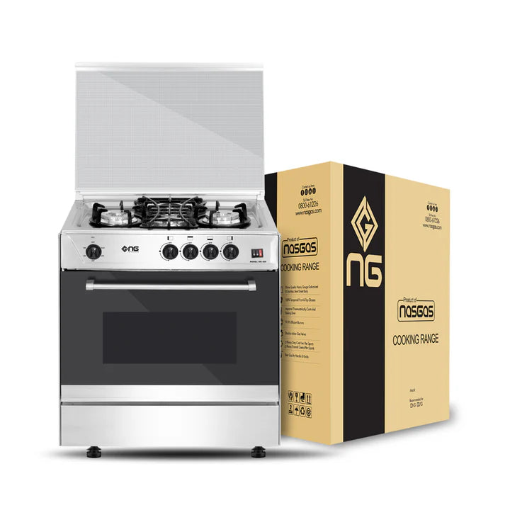 NasGas Cooking Range DG-430 Single Door - 4 Burner, Stainless Steel Body