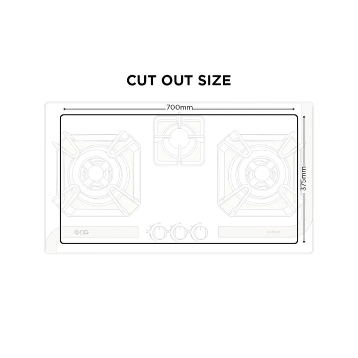 NasGas DG-933 BK Built-In-Hob -3 Super Prime Burners Stainless Steel Gas Stove With Auto Agnition