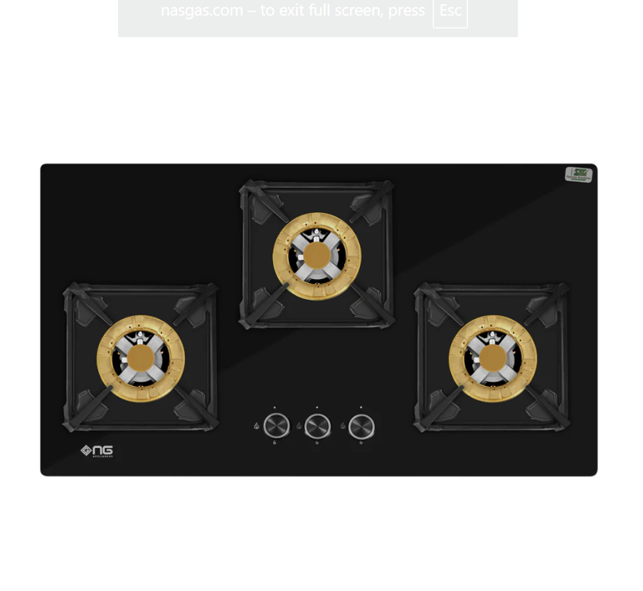 NasGas DG-227 G Built-In Hob - 3 Large 5Kw Burners With Tempered Glass Top