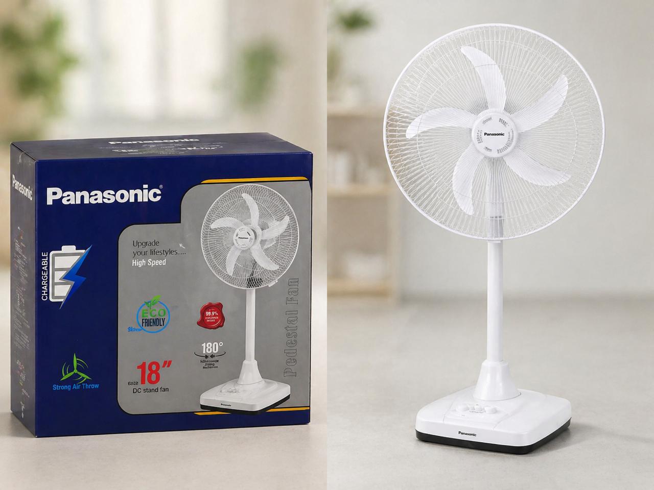 Panasonic 18” Rechargeable Pedestal Fan – Smart Cooling Solution