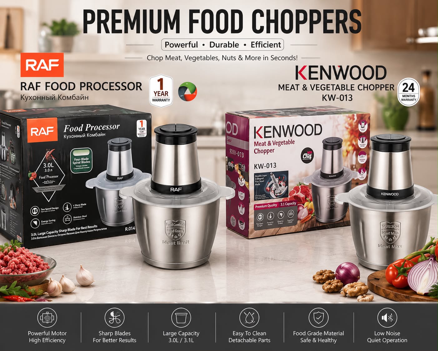Kenwood & Raf Stainless steel Chopper 3L