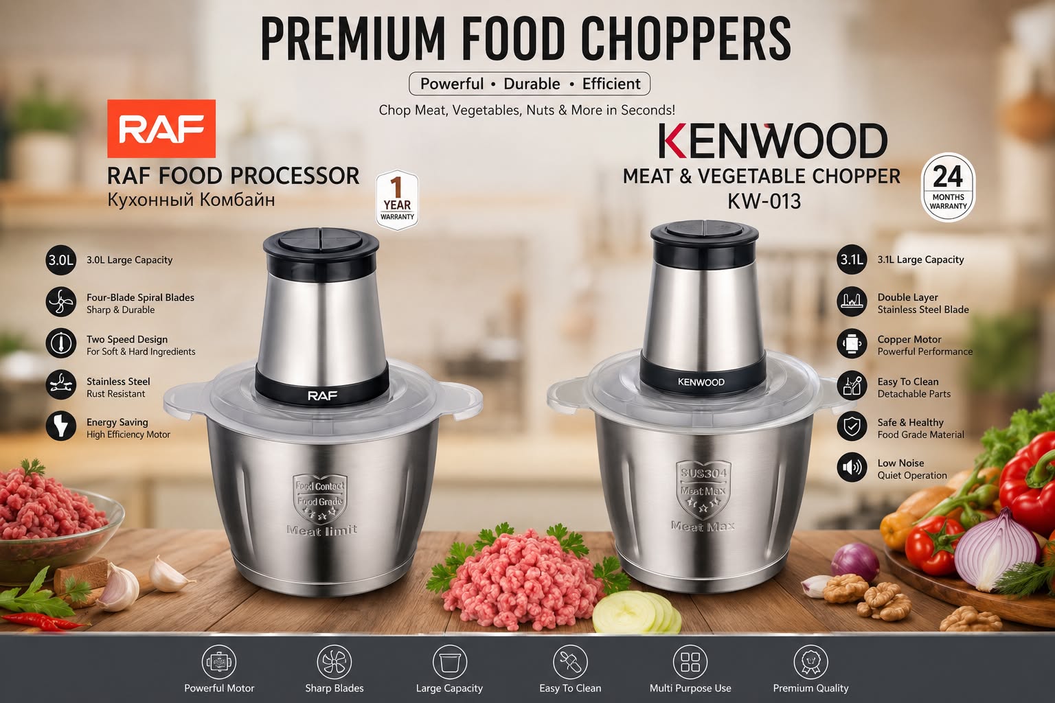 Kenwood & Raf Stainless steel Chopper 3L