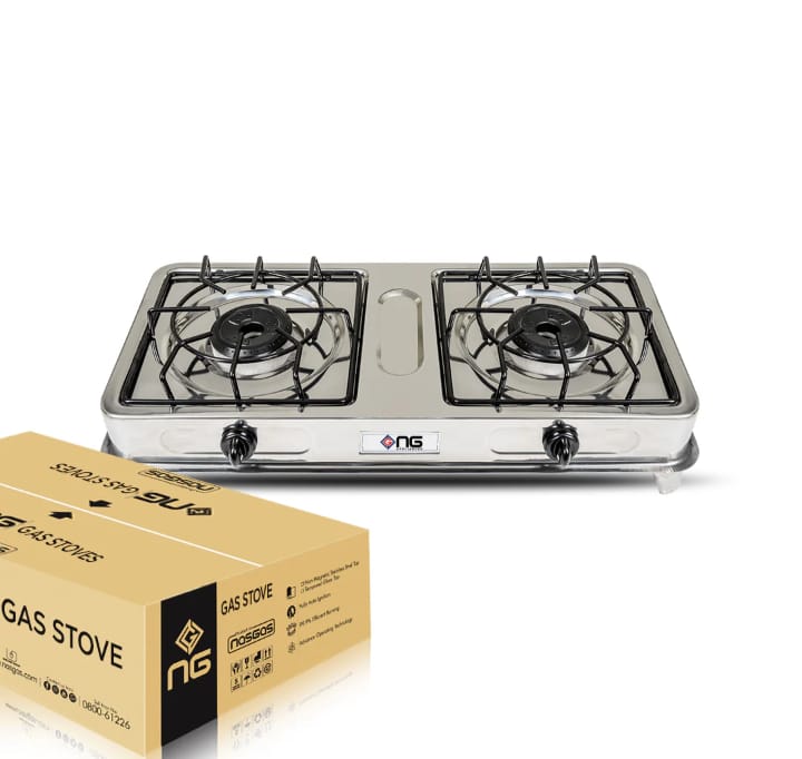 NasGas DG-112 s Double Nozzle Steel Gas Stove ( Rust-Proof Body )