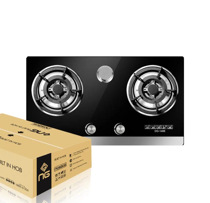 NasGas DG-GN2 Built-In Hob- 2 Burner Tempered Glass Stove With Auto lgnition