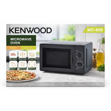 Kenwood MO-888 20L Solo Microwave Oven - Defrost & Timer - 700W Power -Black Design