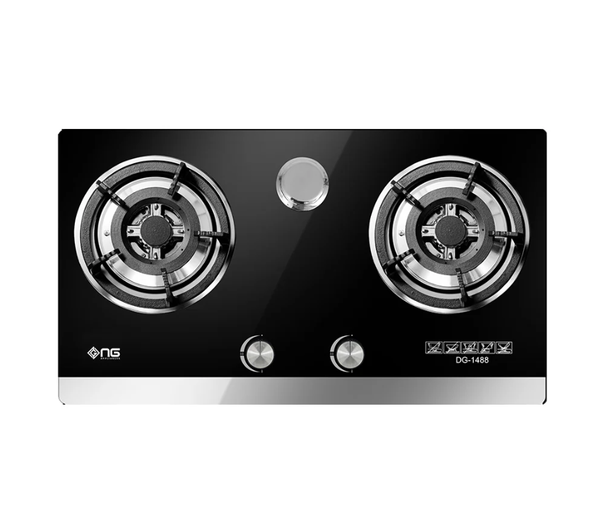 NasGas DG-GN2 Built-In Hob- 2 Burner Tempered Glass Stove With Auto lgnition